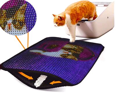 Miapet - Miapet Elekli Desenli Kedi Tuvalet Önü Paspası 60 x 45 cm Sepette İki Kedi