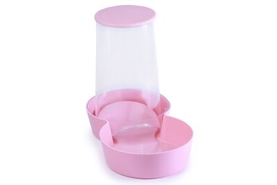 Miapet - Miapet Hazneli Plastik Kedi-Köpek Kapaklı Mama ve Su Kabı 1,5 Lt Yuvarlak Açık Pembe
